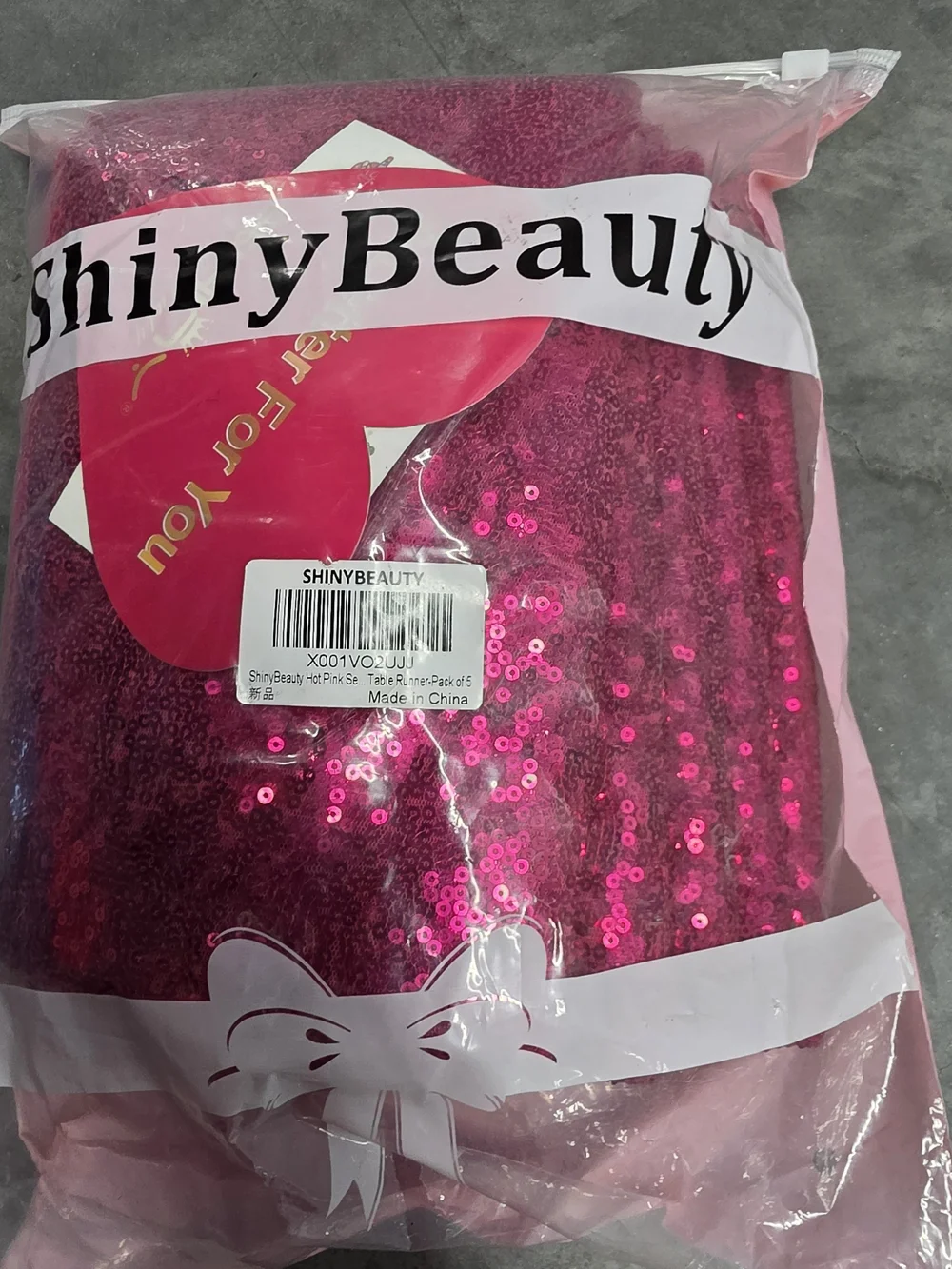 Hot Pink Sequin Table Runner - 5 Count